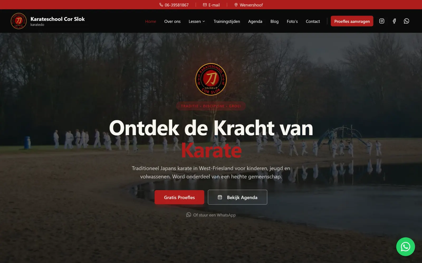 Karate School Cor Slok — website ontworpen door Nieuwblik