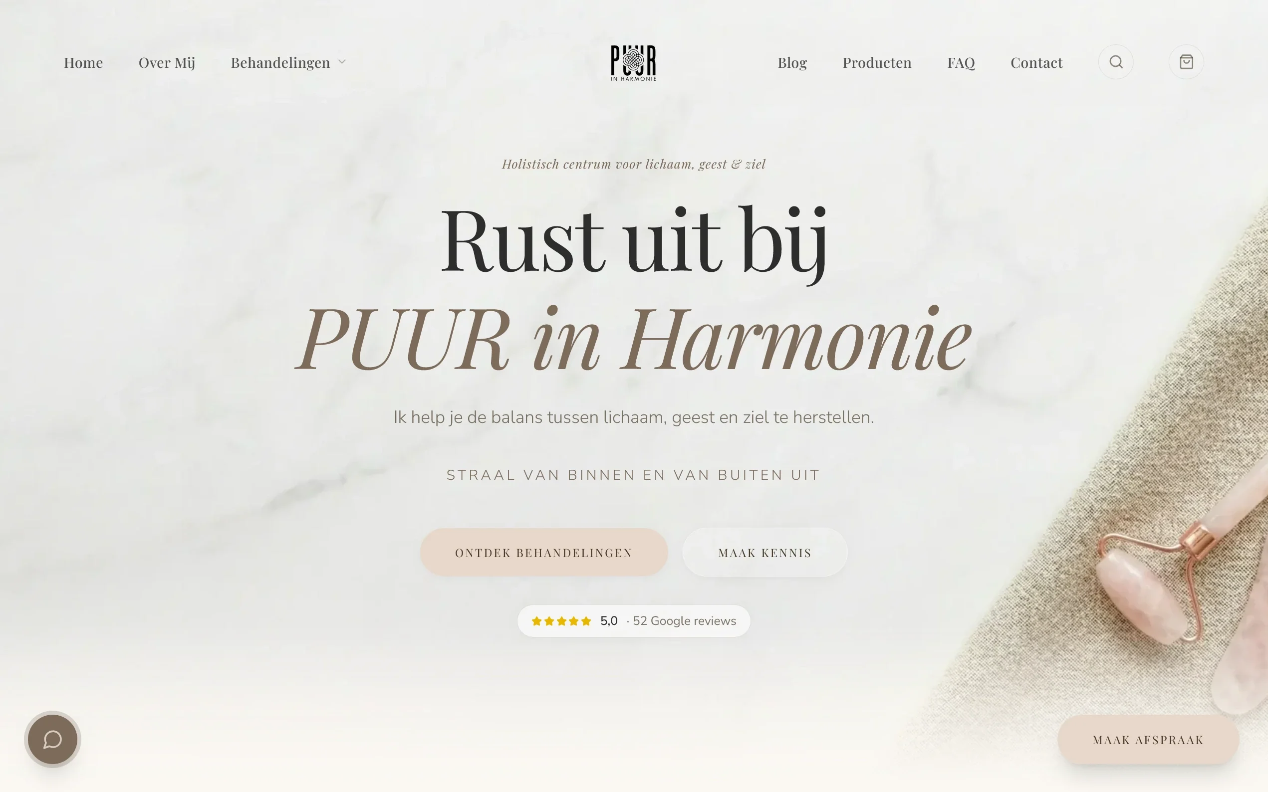 Puur in Harmonie — website ontworpen door Nieuwblik