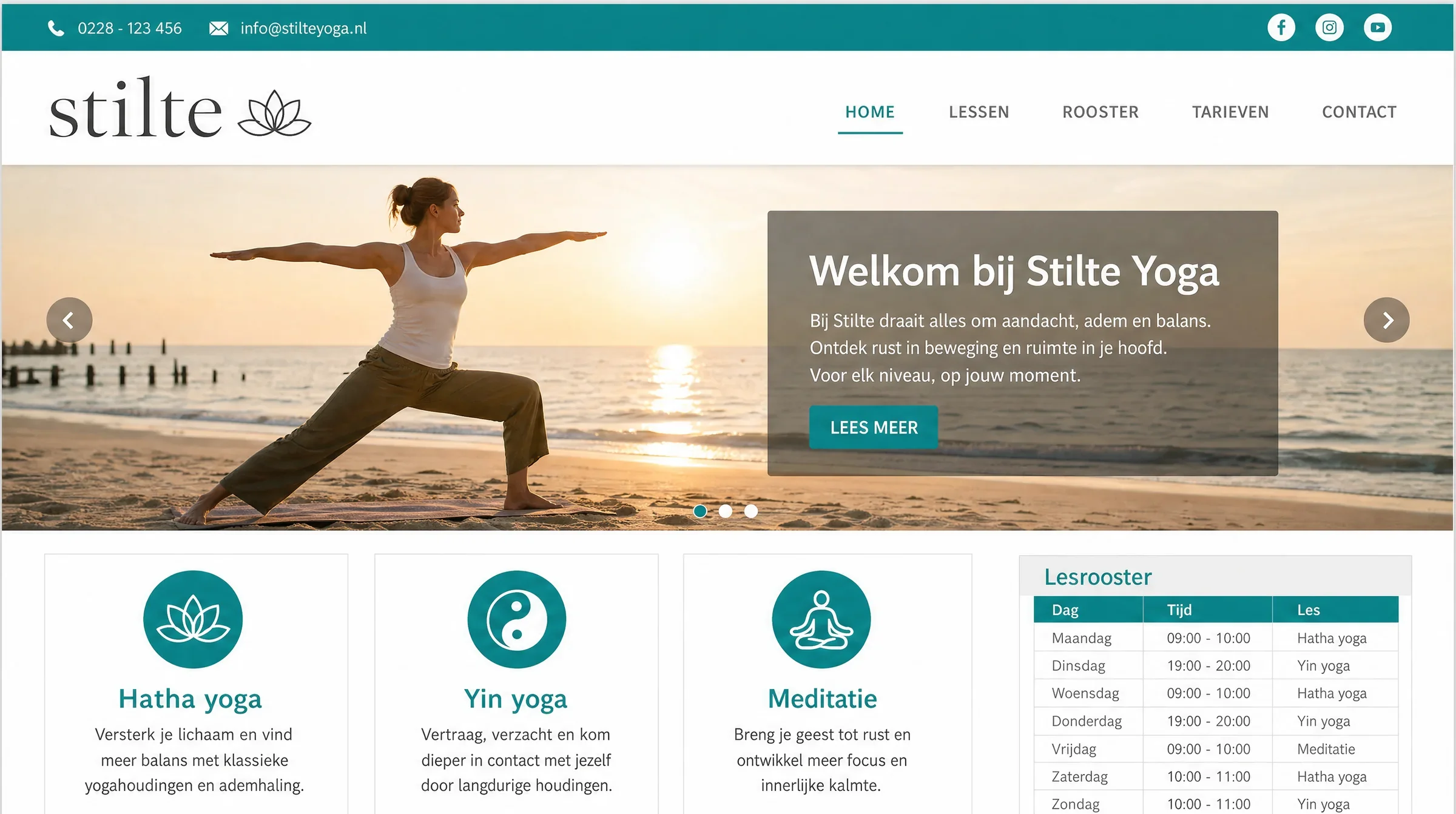 De verouderde website van dezelfde yogastudio